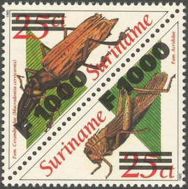 Suriname Republiek 1096/1097 Sprinkhanen Hulpuitgifte 2001 Postfris