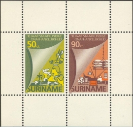 Suriname Republiek 488 Blok 10 Jaar Staatkundige Onafh.1985 Postfris