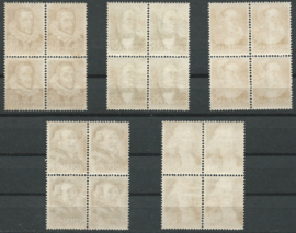 Nvph 318/322 Zomerzegels 1938 Blokken van 4 Postfris (1) + 318PM1