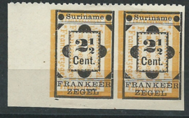 Suriname  22vha in paar  Type I (3 zijden ongetand, bovenzijde geperforeerd Ongebruikt (3)