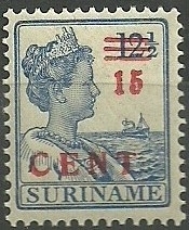 Suriname 113 15ct op 12½ct Hulpuitgifte Postfris (koopje)