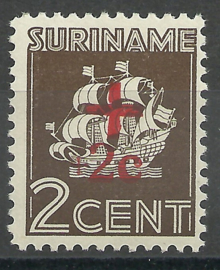 Suriname 203b 2ct op 2ct (201) Rode Kruiszegel Postfris (2)