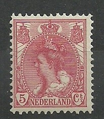 Nvph  60 5 ct Koningin Wilhelmina Bontkraag  Postfris