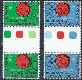 Suriname Republiek 416/417 BPA CISM Basketball Kampioenschappen 1984 Postfris (3)