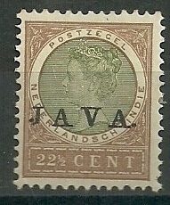 Nederlands Indië  75 22½ct Overdruk Java Ongebruikt