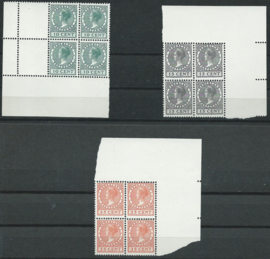 Nvph 136/138 Jubileumzegels 1924  in blokken van 4 Postfris + 136 PM