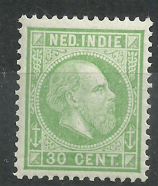 Nederlands Indië  14K 12½ × 12½  30ct Willem III Postfris (4)