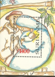 Suriname Republiek 1002 Blok Kerstzegels 1998 Postfris