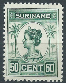 Suriname 100C (11½×11½) 50ct Koningin Wilhelmina Ongebruikt (2)