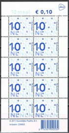 Nvph V2135c 10 × 10 ct Bijplakzegels Logo PostNL 2011 Postfris