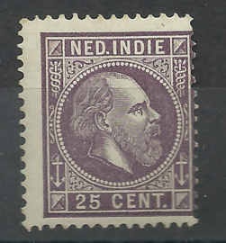Nederlands Indië  13E 13½ × 13¼ GG 25ct Willem III Postfris