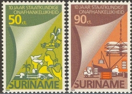 Suriname Republiek 486/487 10 Jaar Staatkundige Onafh.1985 Postfris