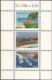 Sint Maarten  44 Blok Frankeerzegels (13/15) Postfris