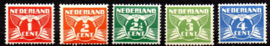 Nvph 144/148 Vliegende Duif ZW Postfris (1)