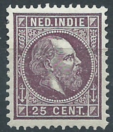 Nederlands Indië  13F 12½ × 12 GG 25ct Willem III Postfris (1)