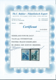 Nvph 236Bb/237Bb Fotomontage (14¼×13¼) Raster 90 Postfris (1) + Certificaat