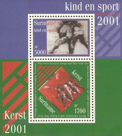 Suriname Republiek 1132 Blok Kerst en Kind zegels 2001 Postfris