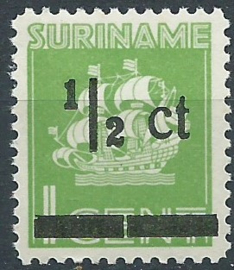 Suriname 210b ½ ct op 1 ct (Grote C) Hulpuitgifte Postfris