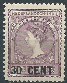 Nederlands Indië 141A (11½×11) 30ct op 1 Gld Nooduitgifte Postfris (1)