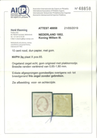 Nvph 2q Willem III  Plaat X - Pos. 65 Ongebruikt + Certificaat