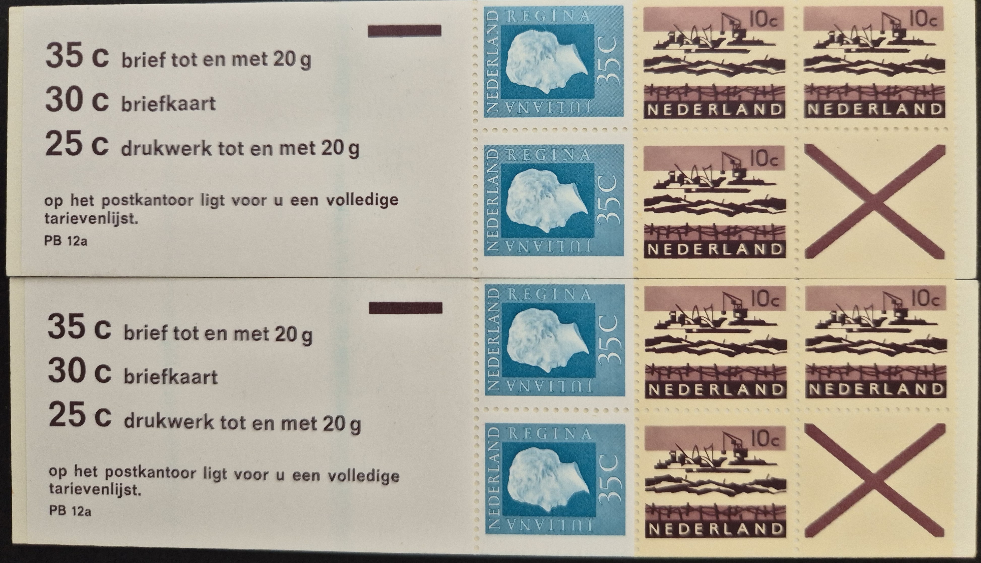 PZB 12a Postfris + Kaftpaar met en zonder Telblok