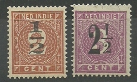 Nederlands Indië  38/39a (roodlila) Hulpuitgifte Postfris