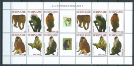 Suriname Republiek  1824/1829V Primaten 2011 Postfris (Compleet Vel)