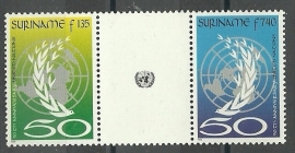 Suriname Republiek  851/852 BPA Verenigde Naties 1995 Postfris (2)