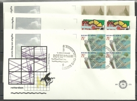 Variant FDC E273 Onbeschreven met open klep (zegels in blok, 3 stuks)