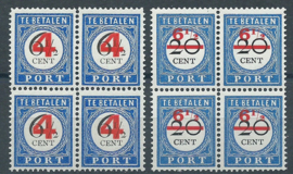 Port  29/30 Overdruk 1894-1910 in blokken van 4 Postfris (2)
