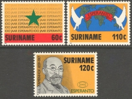 Suriname Republiek 528/530 100 Jaar Esperanto 1987 Postfris