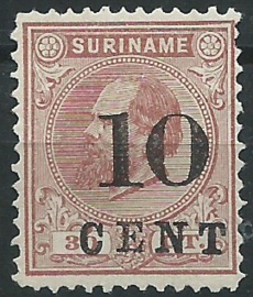 Suriname  33 (Type I) 10ct op 30ct Hulpuitgifte Ongebruikt (2)