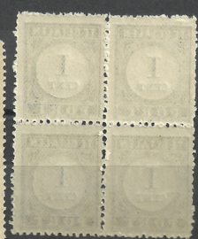 Port  14a 1 ct 1894/1910 Cijfer en Waarde Type III in blok Postfris (1)