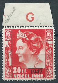Nederlands Indië 330a  80ct Opdruk 1947 Postfris (watermerk verticaal)