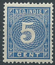 Nederlands Indië  22D (12½×12½) 5ct ultramarijn Cijferzegels 1883/1890 Postfris (1)