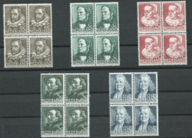 Nvph 318/322 Zomerzegels 1938 Blokken van 4 Postfris (1) + 318PM1