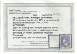 Nederlands Indië 280 35ct Wilhelmina Konijnenburg Gebruikt + Befund
