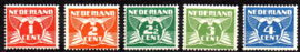 Nvph 144/148 Vliegende Duif ZW Postfris (4)