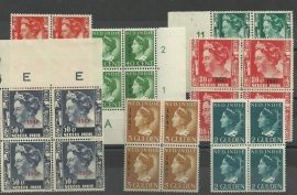 Nederlands Indië 326/332 Opdruk 1947 in blokken van 4 Postfris