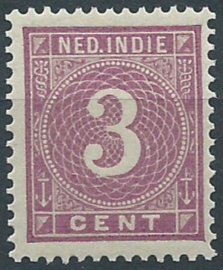 Nederlands Indië  20Da (12½×12½) 3ct Cijferzegels 1883/1890 Postfris (1)