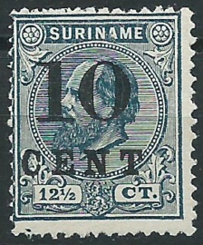 Suriname  29a (Type II) 10ct op 12½ct Hulpuitgifte Ongebruikt (2)
