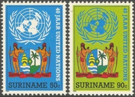 Suriname Republiek 453/454 40 Jaar Verenigde Naties 1985 Postfris