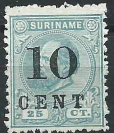 Suriname  32b (Type II) 10ct op 25ct Hulpuitgifte Ongebruikt (2)