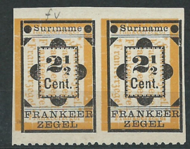 Suriname  22avh in paar  Type I (3 zijden ongetand, onderzijde geperforeerd Ongebruikt (2)