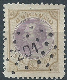 Curacao  12aF 11½ × 11½ 2½ GLD Willem III Gebruikt (Puntstempel 201)