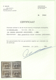 Nvph 356e Guilloche in blok van 4 Postfris + Certificaat (2)