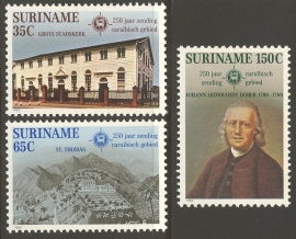Suriname Republiek 318/320 Evangelische Broeder Gemeente 1982 Postfris