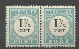 Port   4Dfi + 4D 1½ ct Cijfer 1881-1887 (12½ × 12 ½) Type III + lange breukstreep  Postfris (1)