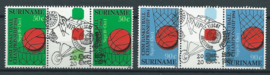 Suriname Republiek 416/417 BPA CISM Basketball Kampioenschappen 1984 Afgestempeld (Snip)