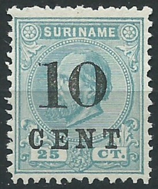 Suriname  32 (Type I) 10ct op 25ct Hulpuitgifte Ongebruikt (1)